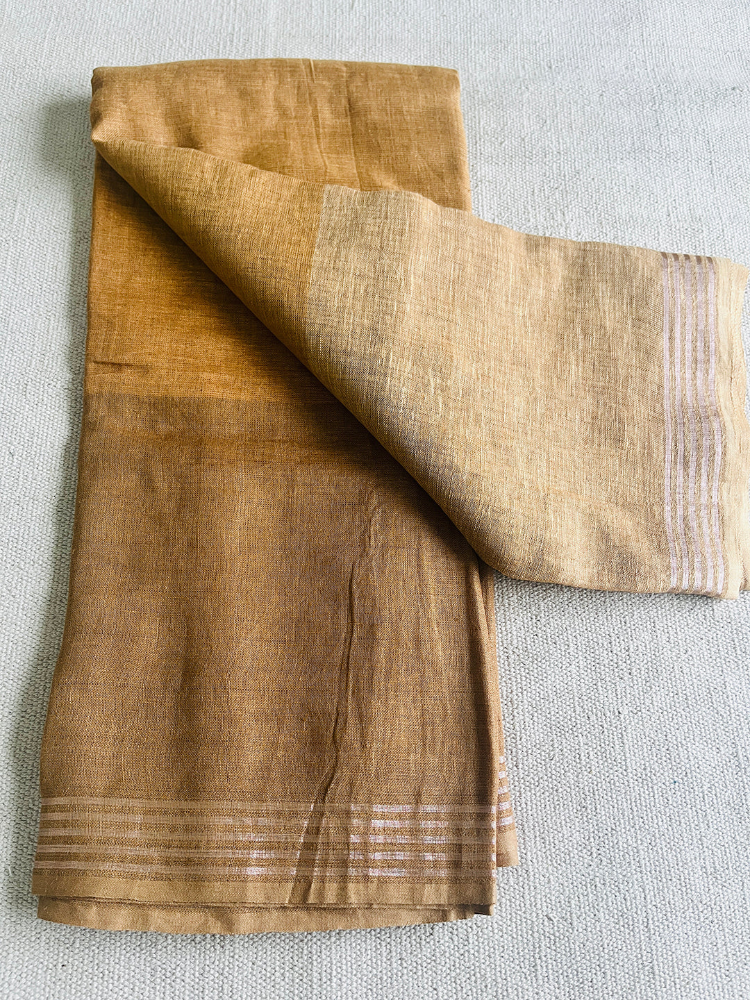 HANDWOVEN OMBRE LINEN SAREE- EARTHY TONE