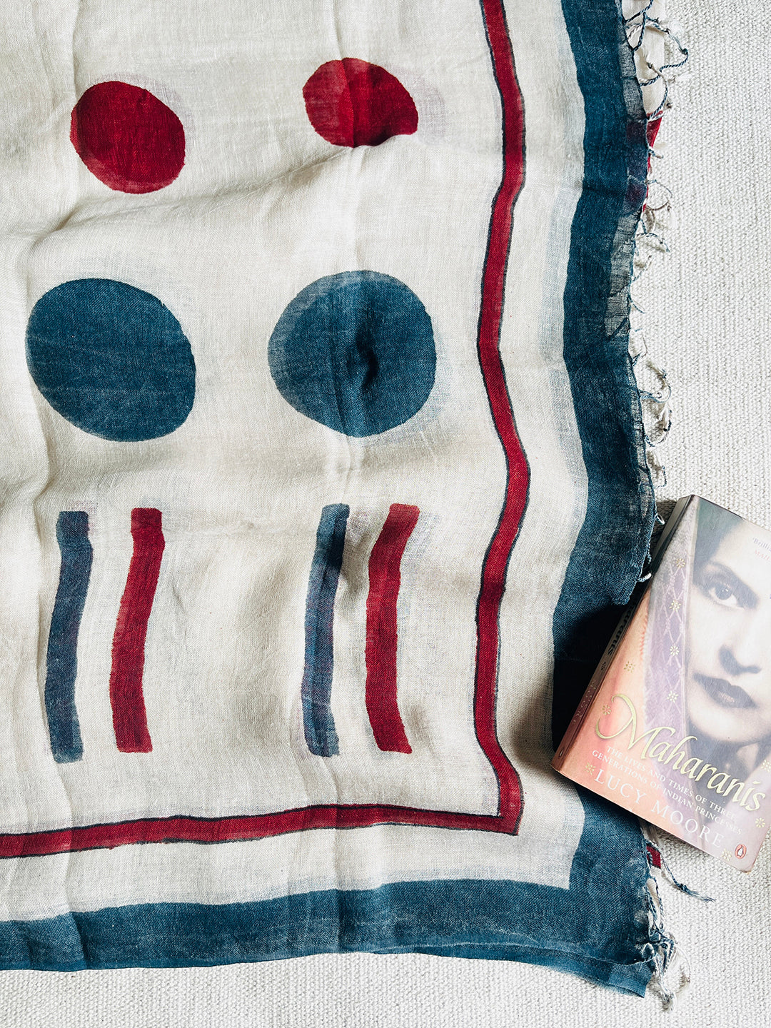 "CONTEMPORARY CHIC" LINEN DUPATTA- TEAL & BRICK