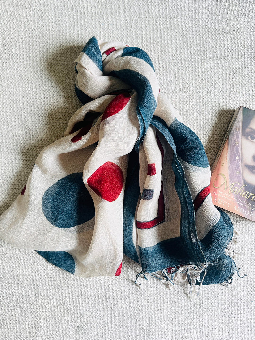 "CONTEMPORARY CHIC" LINEN DUPATTA- TEAL & BRICK