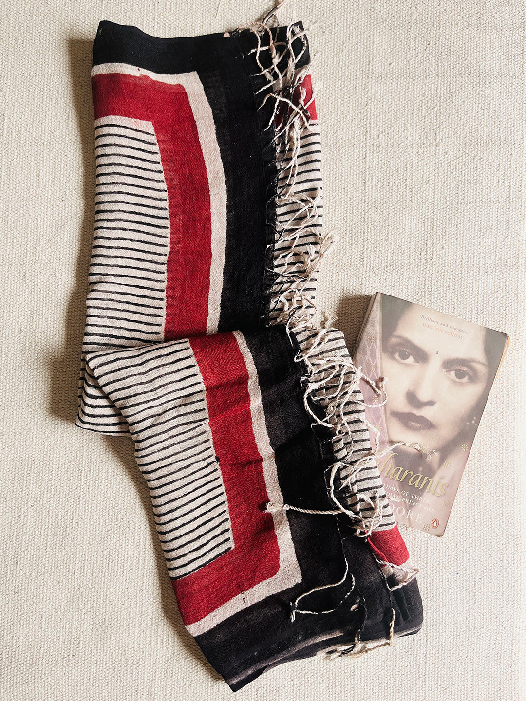 "NEVER ORDINARY" STRIPE LINEN DUPATTA