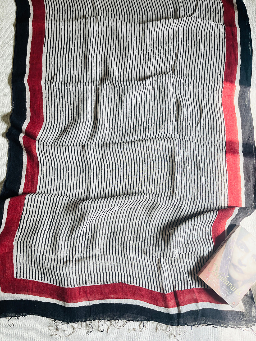"NEVER ORDINARY" STRIPE LINEN DUPATTA