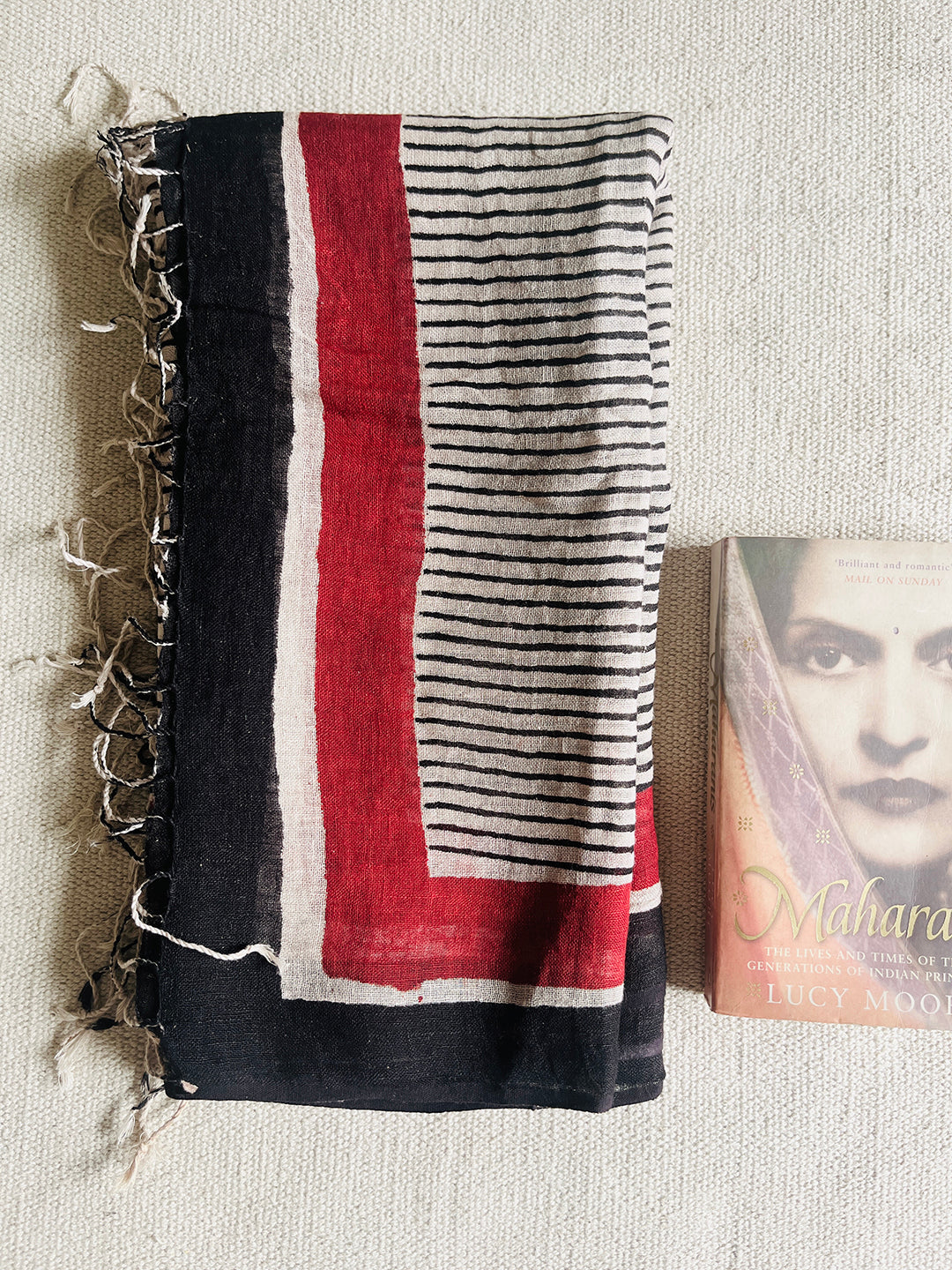"NEVER ORDINARY" STRIPE LINEN DUPATTA