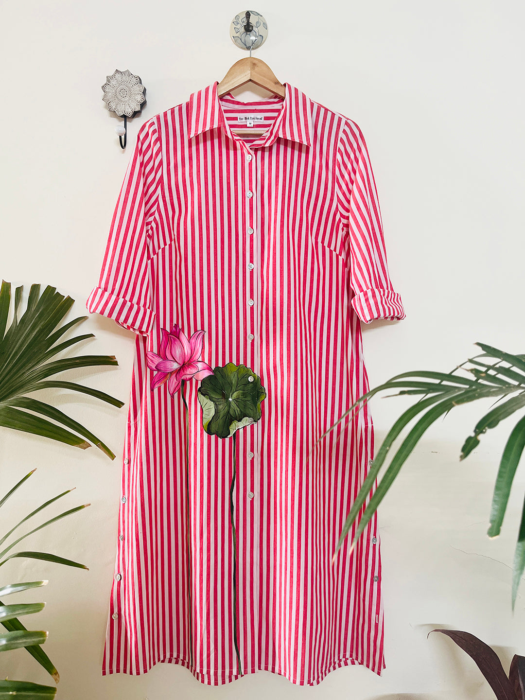 EXCLUSIVE- HAND PAINTED STRIPE RELAXED LONG SHIRT
