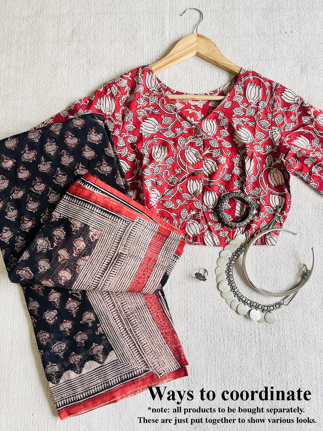 ALLOVER BOOTI BLACK & RED KOTA DORIA SAREE