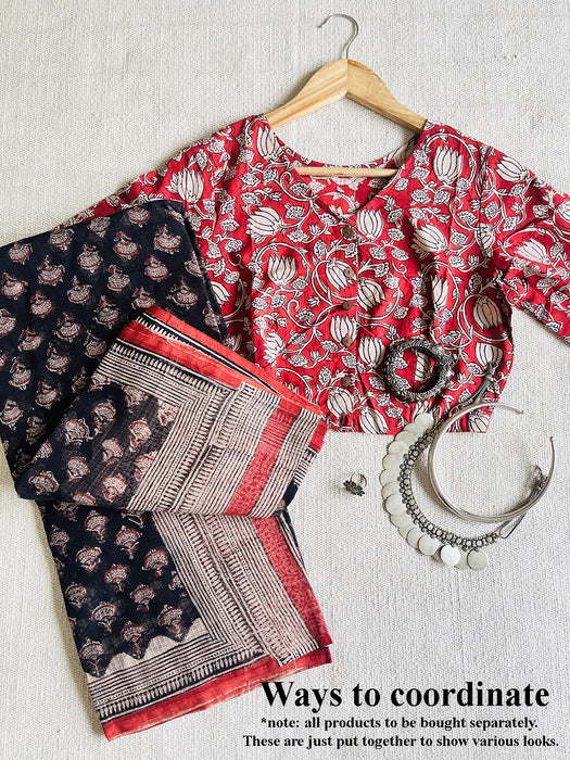 ALLOVER BOOTI BLACK & RED KOTA DORIA SAREE