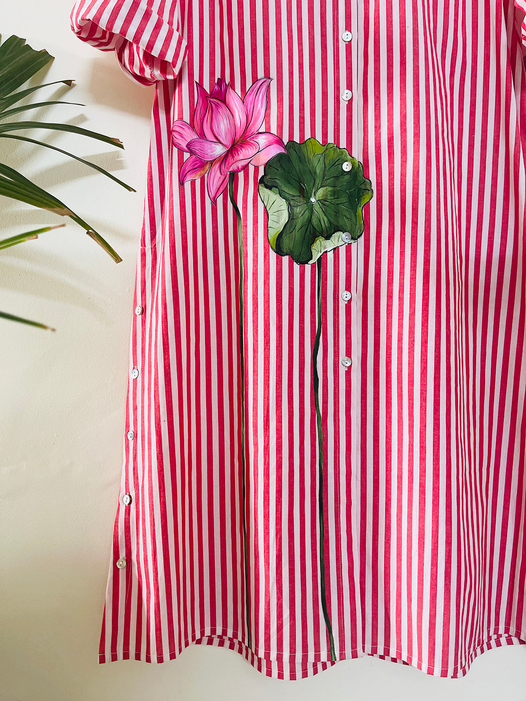 EXCLUSIVE- HAND PAINTED STRIPE RELAXED LONG SHIRT