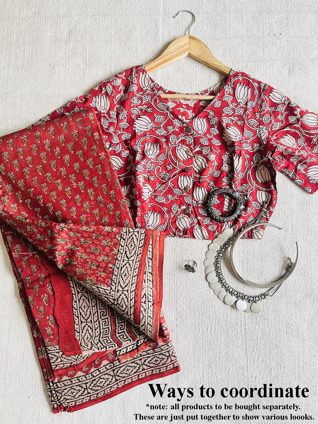KALAMKARI SCARLET HAND-BLOCK PRINTED BLOUSE