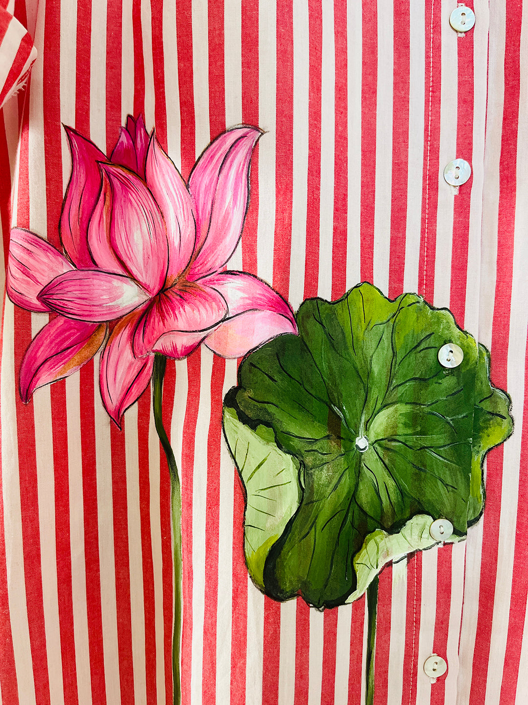 EXCLUSIVE- HAND PAINTED STRIPE RELAXED LONG SHIRT