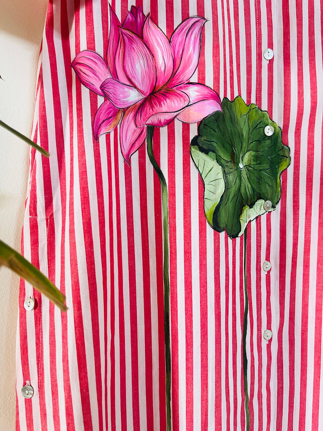 EXCLUSIVE- HAND PAINTED STRIPE RELAXED LONG SHIRT