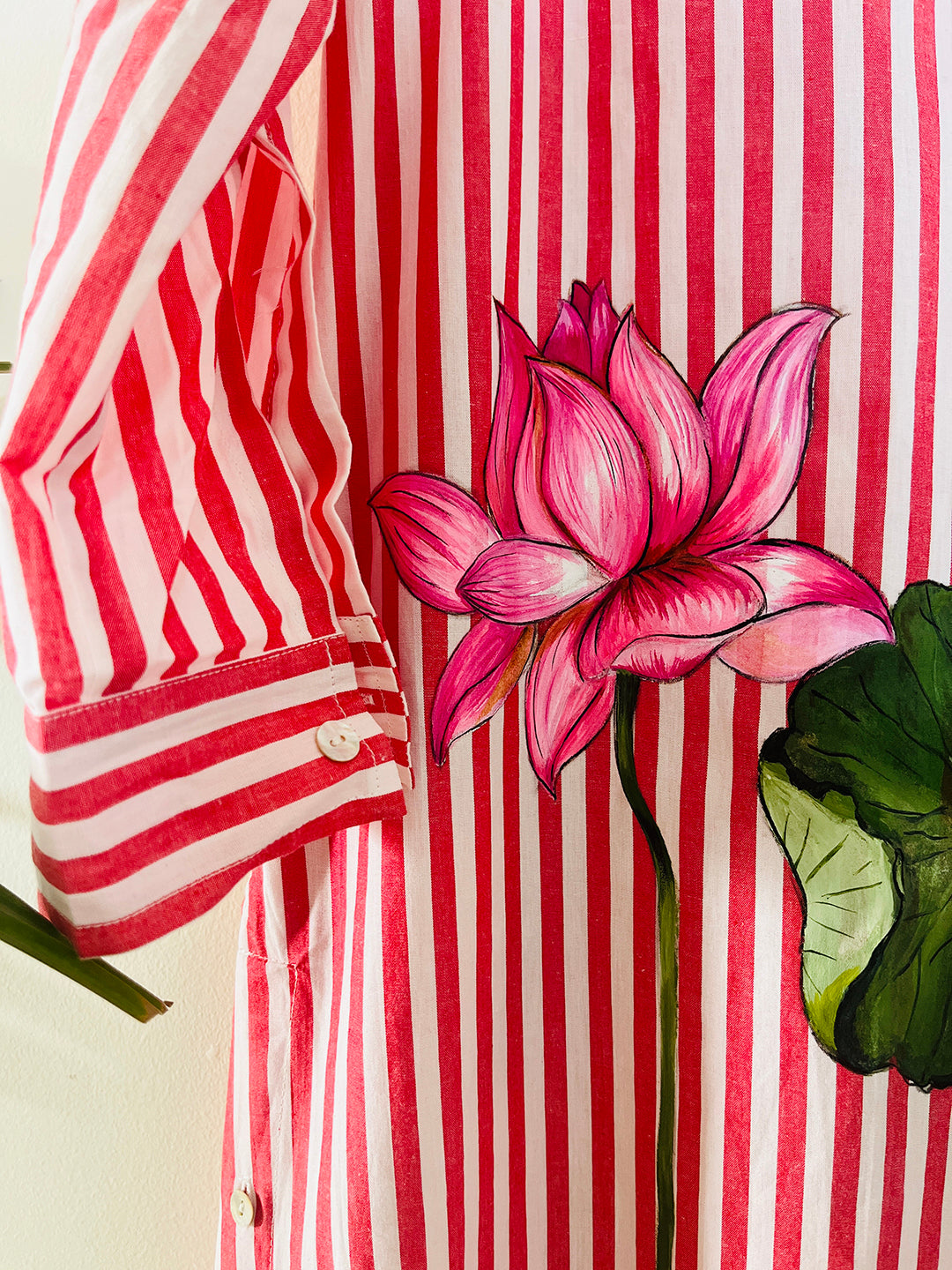 EXCLUSIVE- HAND PAINTED STRIPE RELAXED LONG SHIRT