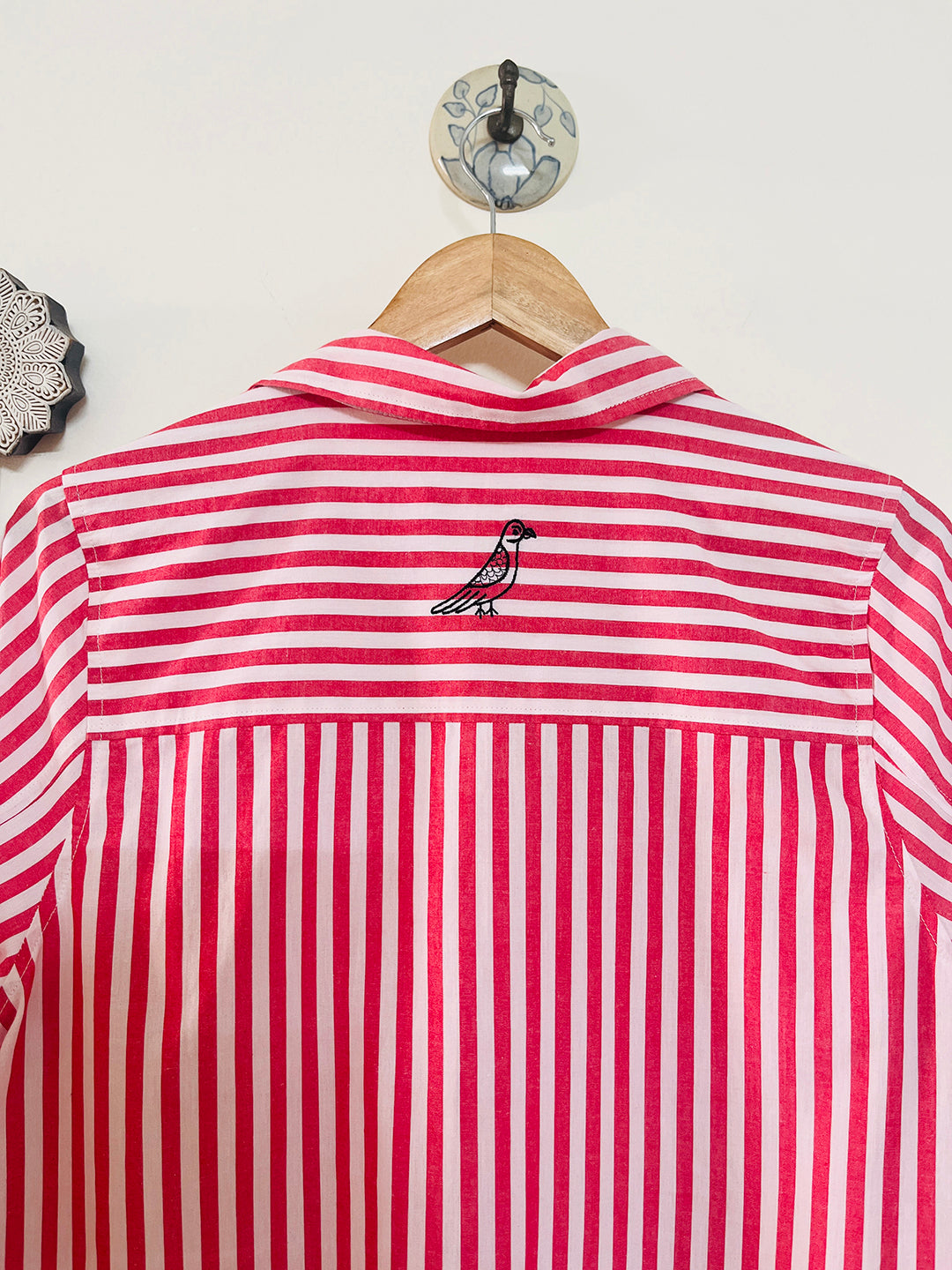 EXCLUSIVE- HAND PAINTED STRIPE RELAXED LONG SHIRT