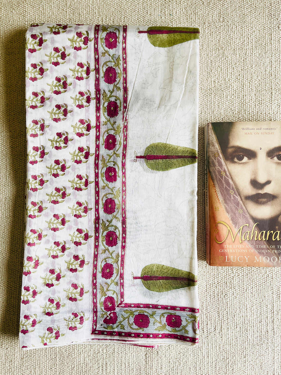 "MUGHAL FLORALS" HAND BLOCK PRINTED CHANDERI DUPATTA