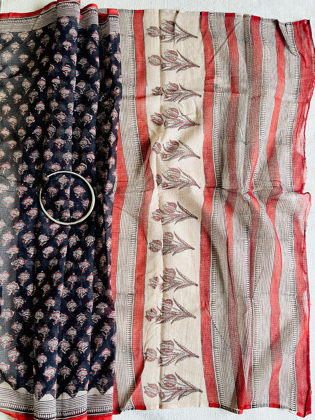 ALLOVER BOOTI BLACK & RED KOTA DORIA SAREE