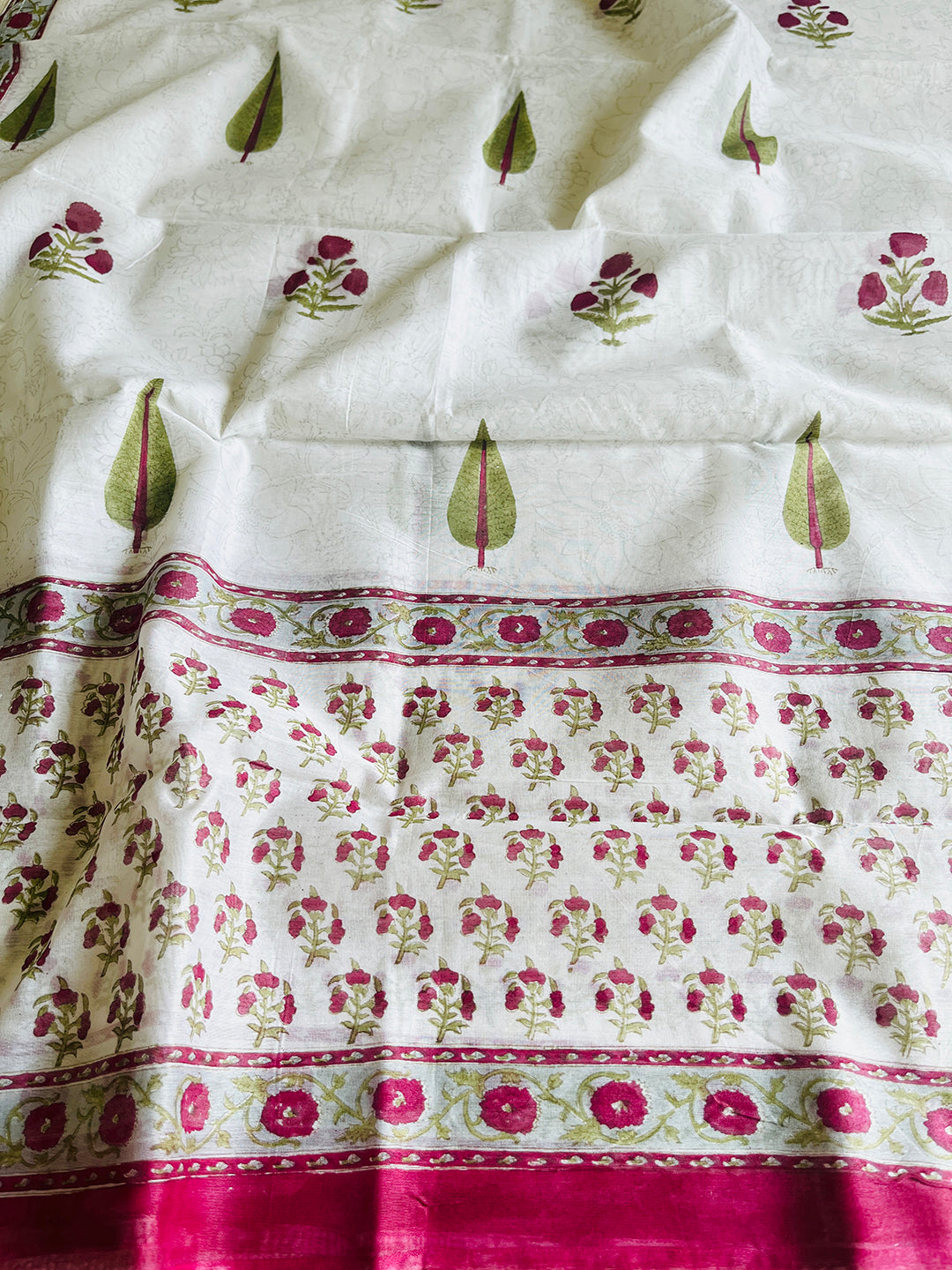 "MUGHAL FLORALS" HAND BLOCK PRINTED CHANDERI DUPATTA