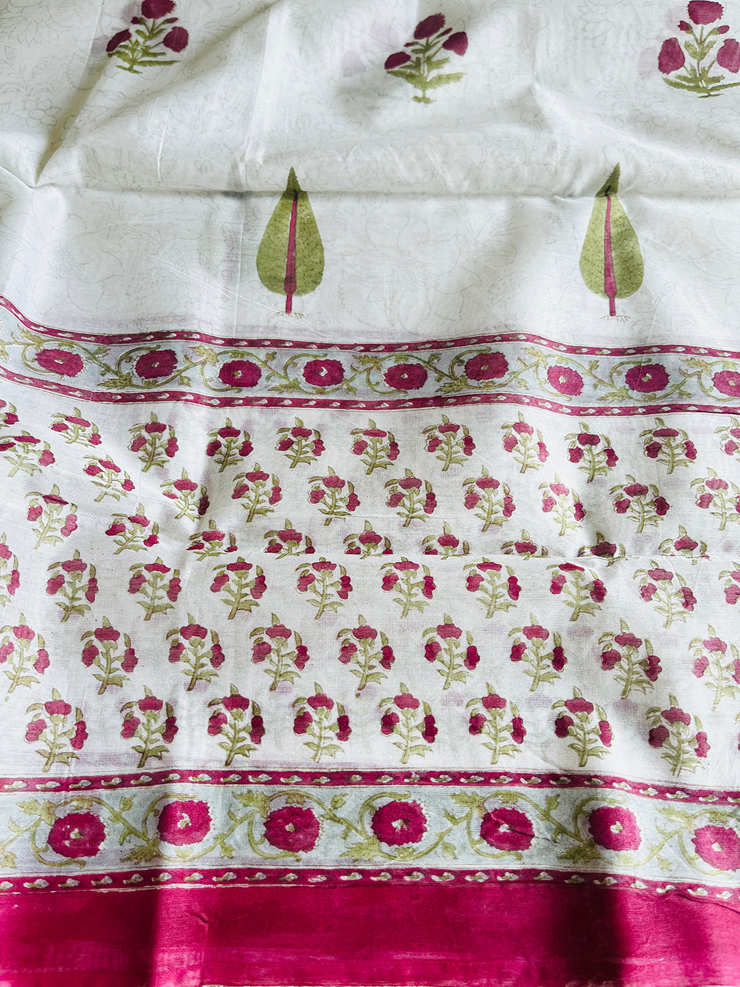 "MUGHAL FLORALS" HAND BLOCK PRINTED CHANDERI DUPATTA