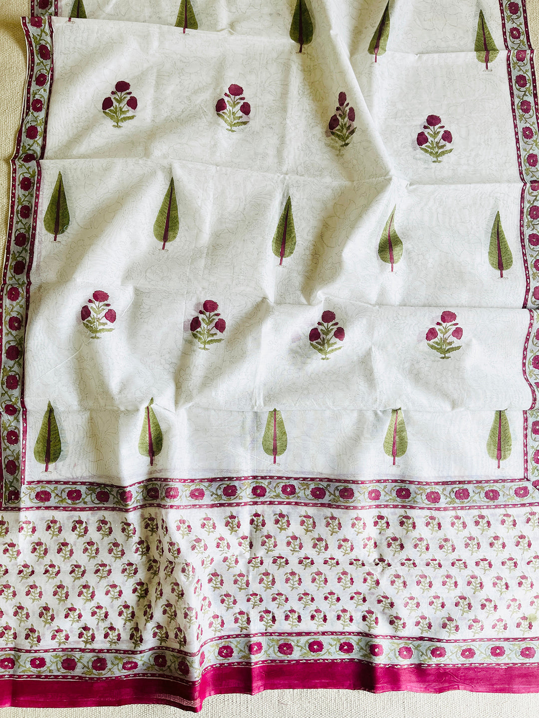 "MUGHAL FLORALS" HAND BLOCK PRINTED CHANDERI DUPATTA