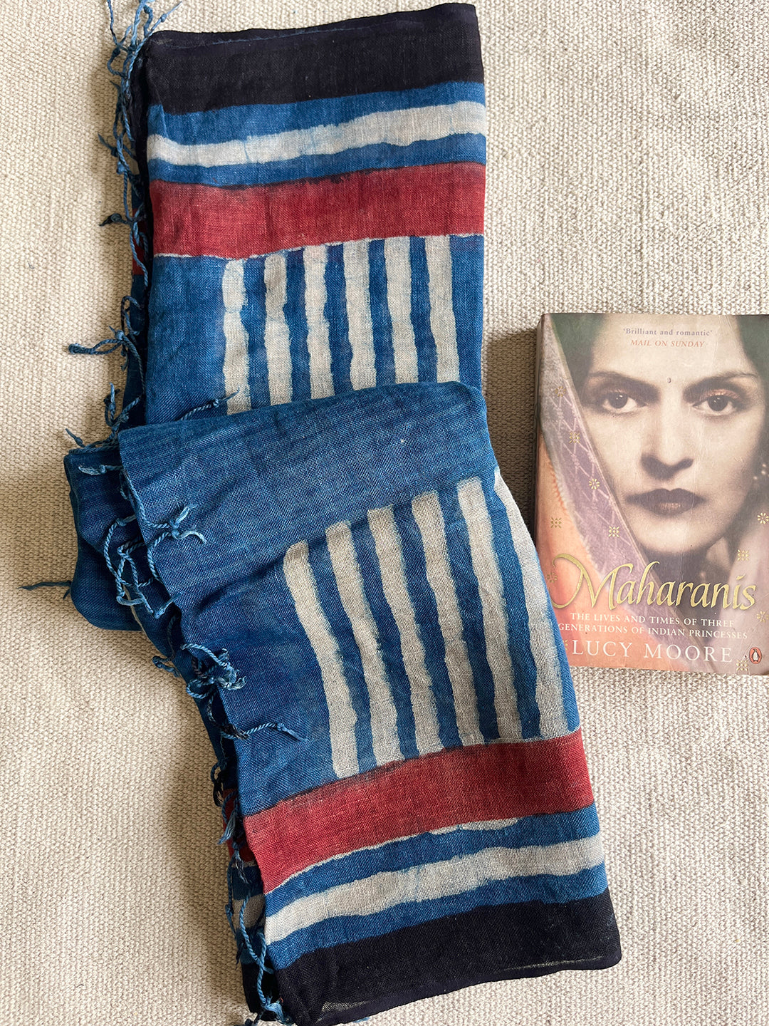 "LAVISHED IN PERFECT GRACE" INDIGO LINEN DUPATTA