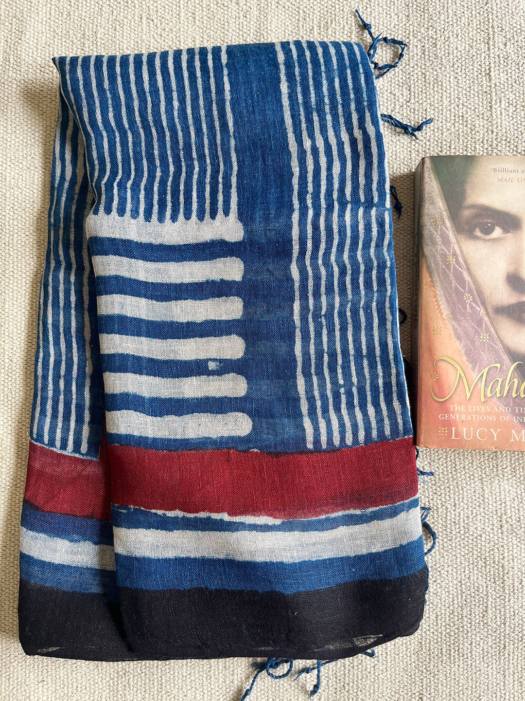 "UNAPOLOGETIC IN MY EVOLUTION" INDIGO LINEN DUPATTA
