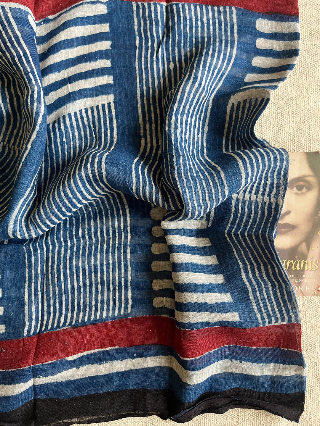 "UNAPOLOGETIC IN MY EVOLUTION" INDIGO LINEN DUPATTA