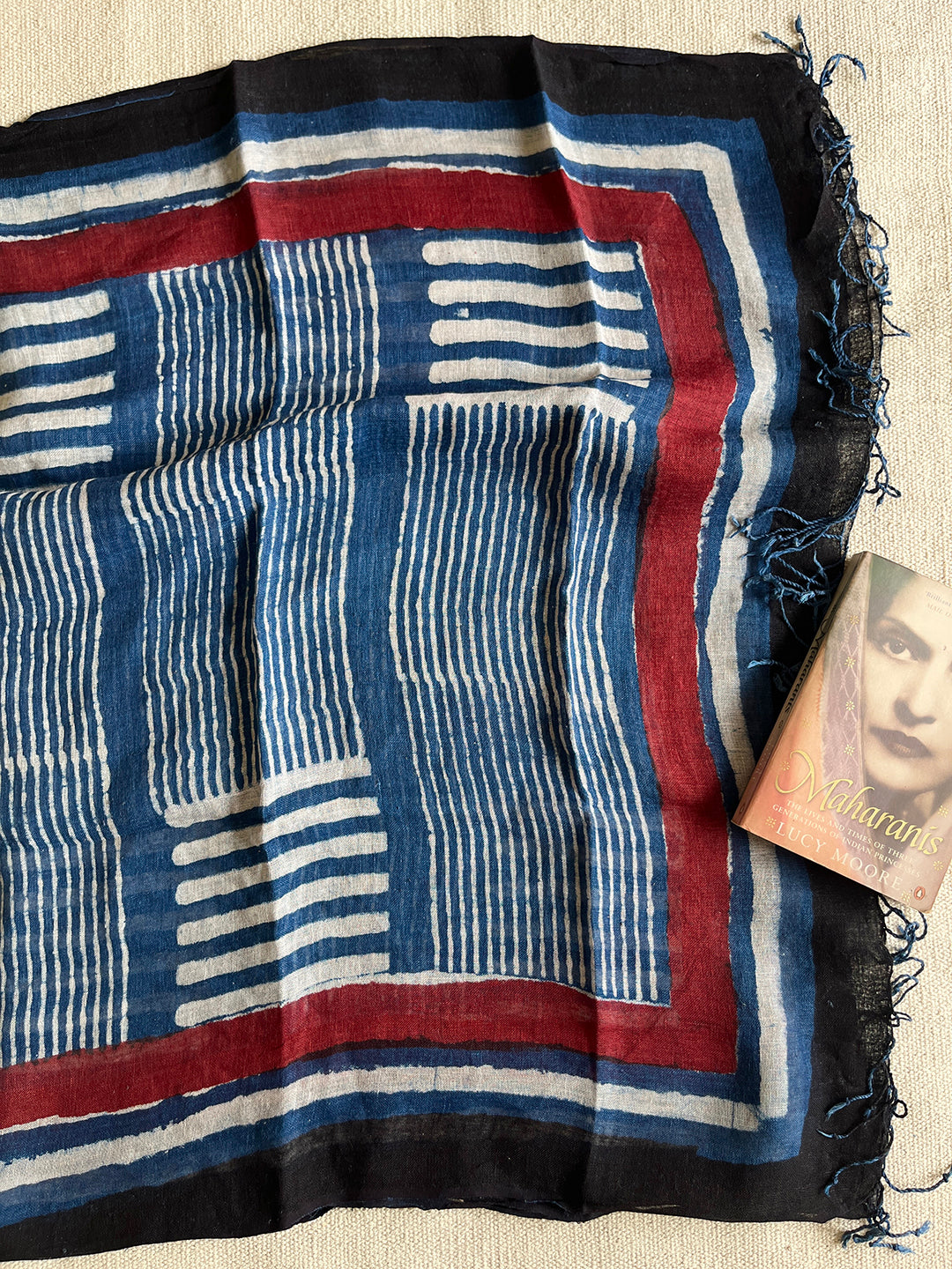 "UNAPOLOGETIC IN MY EVOLUTION" INDIGO LINEN DUPATTA