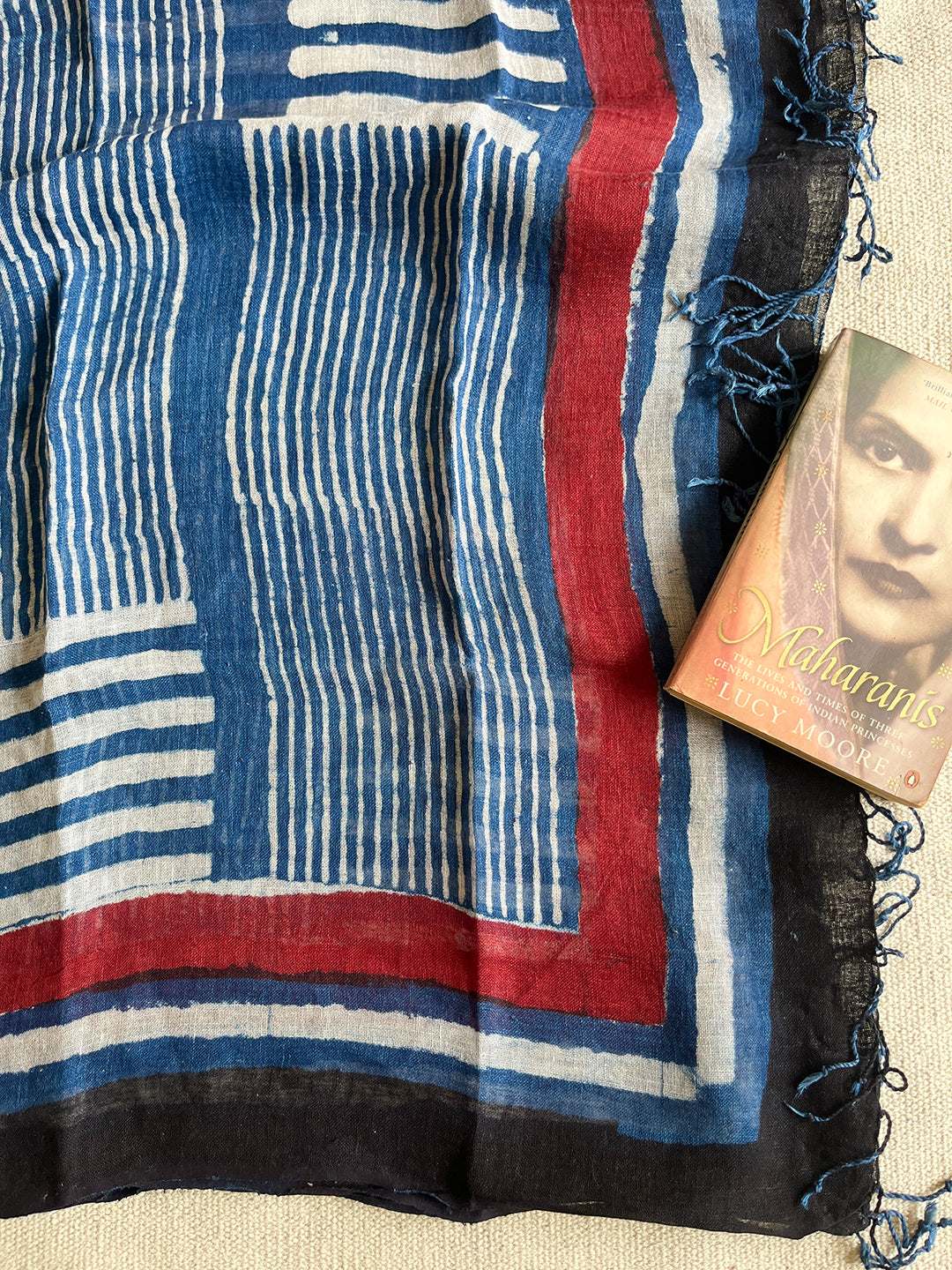 "UNAPOLOGETIC IN MY EVOLUTION" INDIGO LINEN DUPATTA
