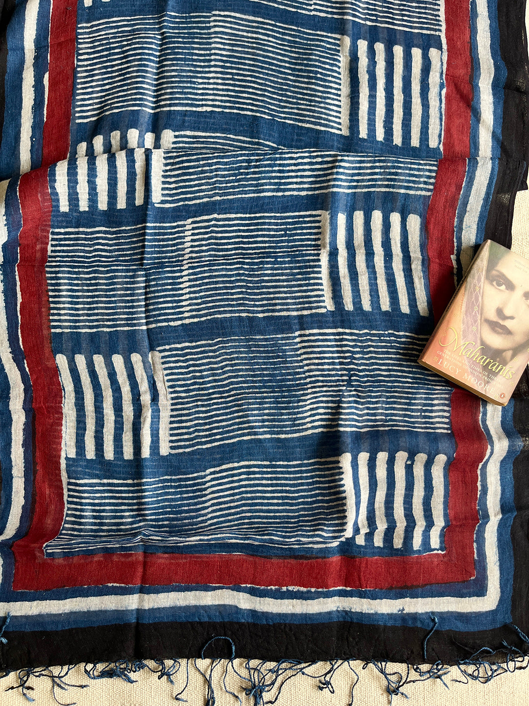 "UNAPOLOGETIC IN MY EVOLUTION" INDIGO LINEN DUPATTA