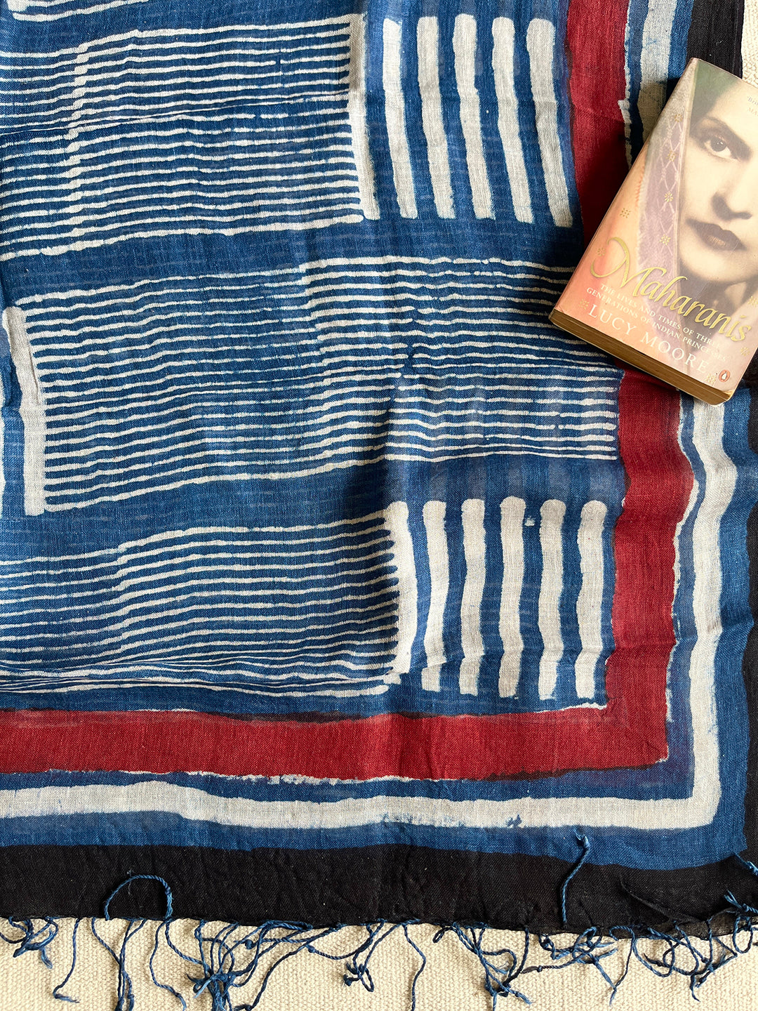 "UNAPOLOGETIC IN MY EVOLUTION" INDIGO LINEN DUPATTA