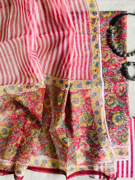 HAPPY FLORAL GARDEN KOTA DORIA UNSTITCHED SUIT-SET