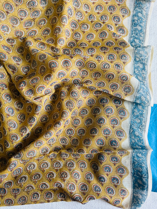 MUSTARD ALLOVER BOOTI KOTA DORIA UNSTITCHED SUIT-SET