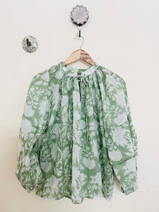 HAND-BLOCK PRINTED BLOUSON TOP (FREE-SIZE)