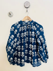 HAND-BLOCK PRINTED BLOUSON TOP (FREE-SIZE)