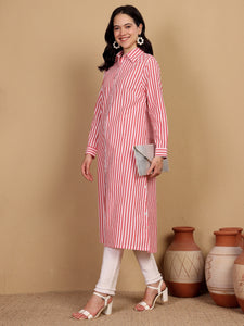 "WORK TO WEEKEND STAPLE" relaxed long shirt (stripe)