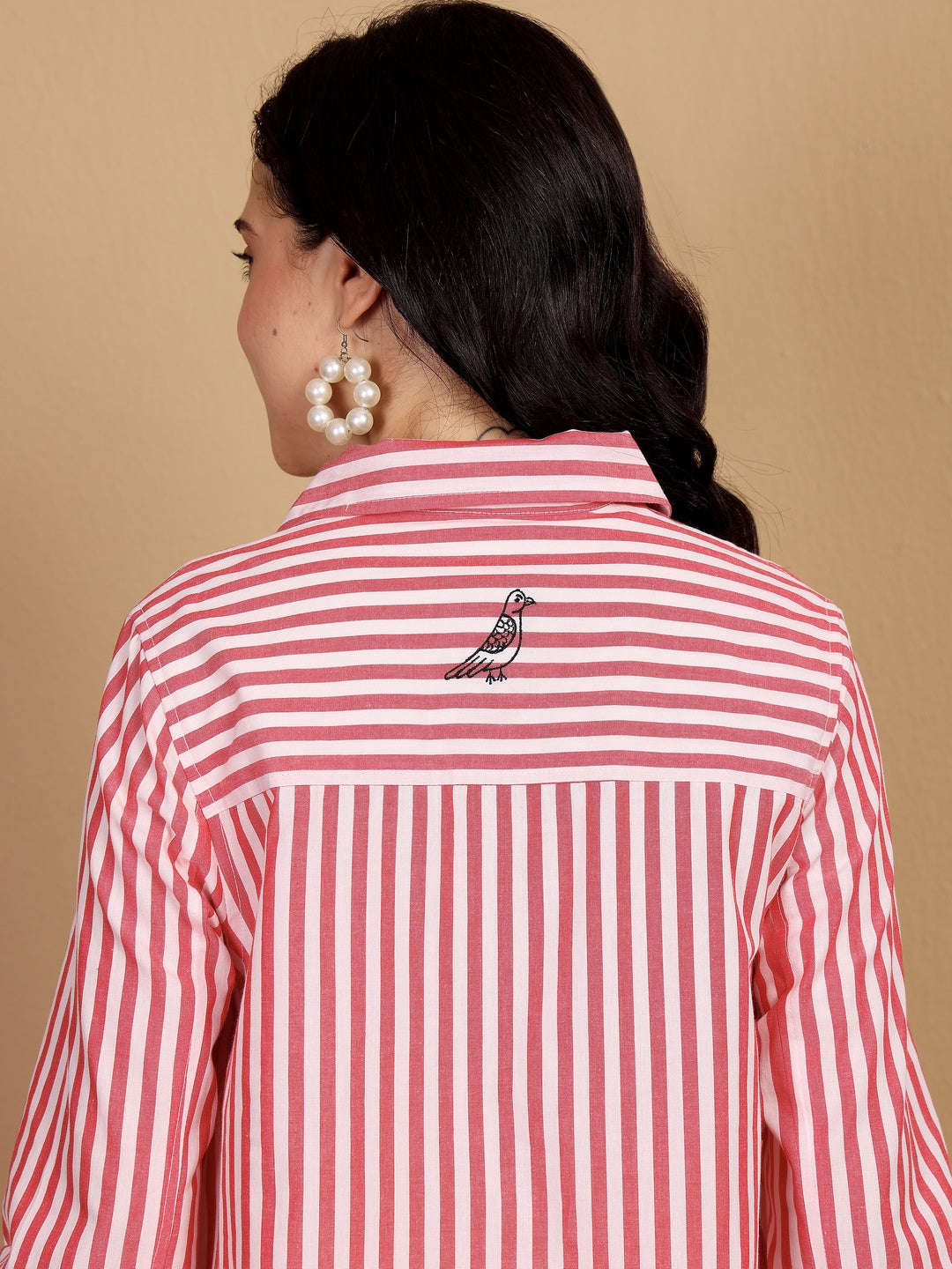 "WORK TO WEEKEND STAPLE" relaxed long shirt (stripe)