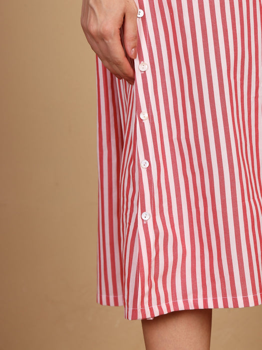 "WORK TO WEEKEND STAPLE" relaxed long shirt (stripe)