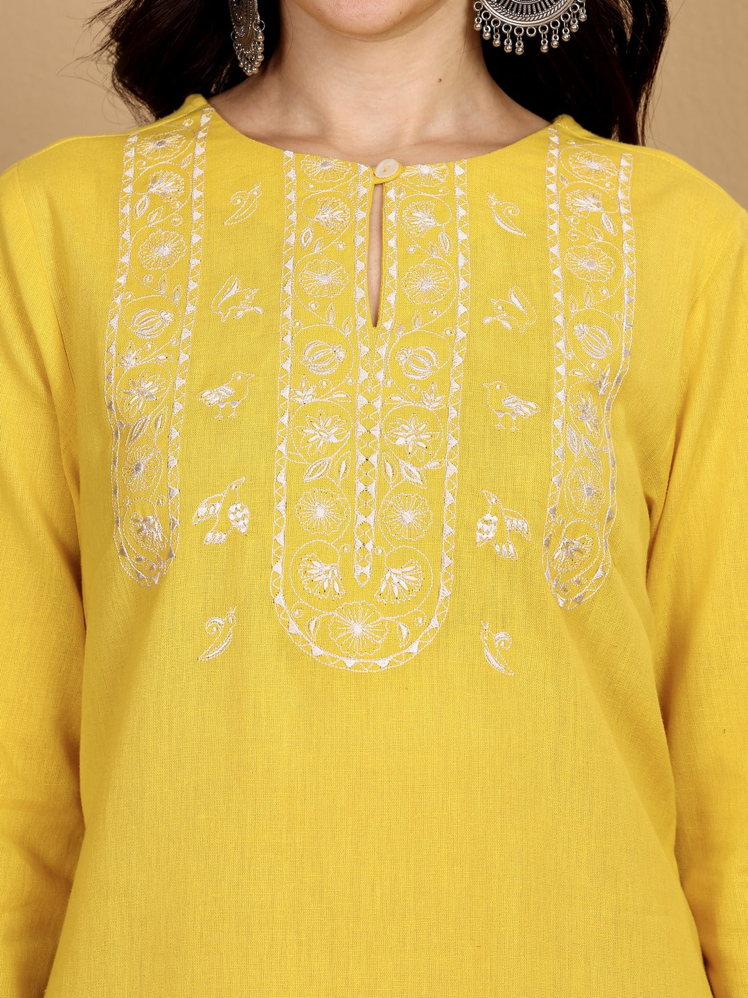 "A TRUE MODERN CLASSIC" embroidered Kurta (Mellow Yellow)