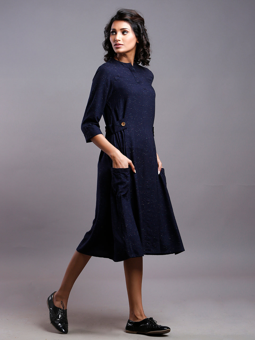STOCK CLEARANCE SALE- NAVY TAB DETAIL DRESS