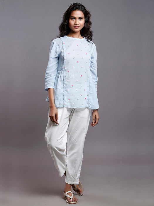 TAPERED HEM PLEATED PANTS- MOM