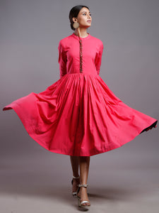 PINK SEQUINNED PLACKET DRESS