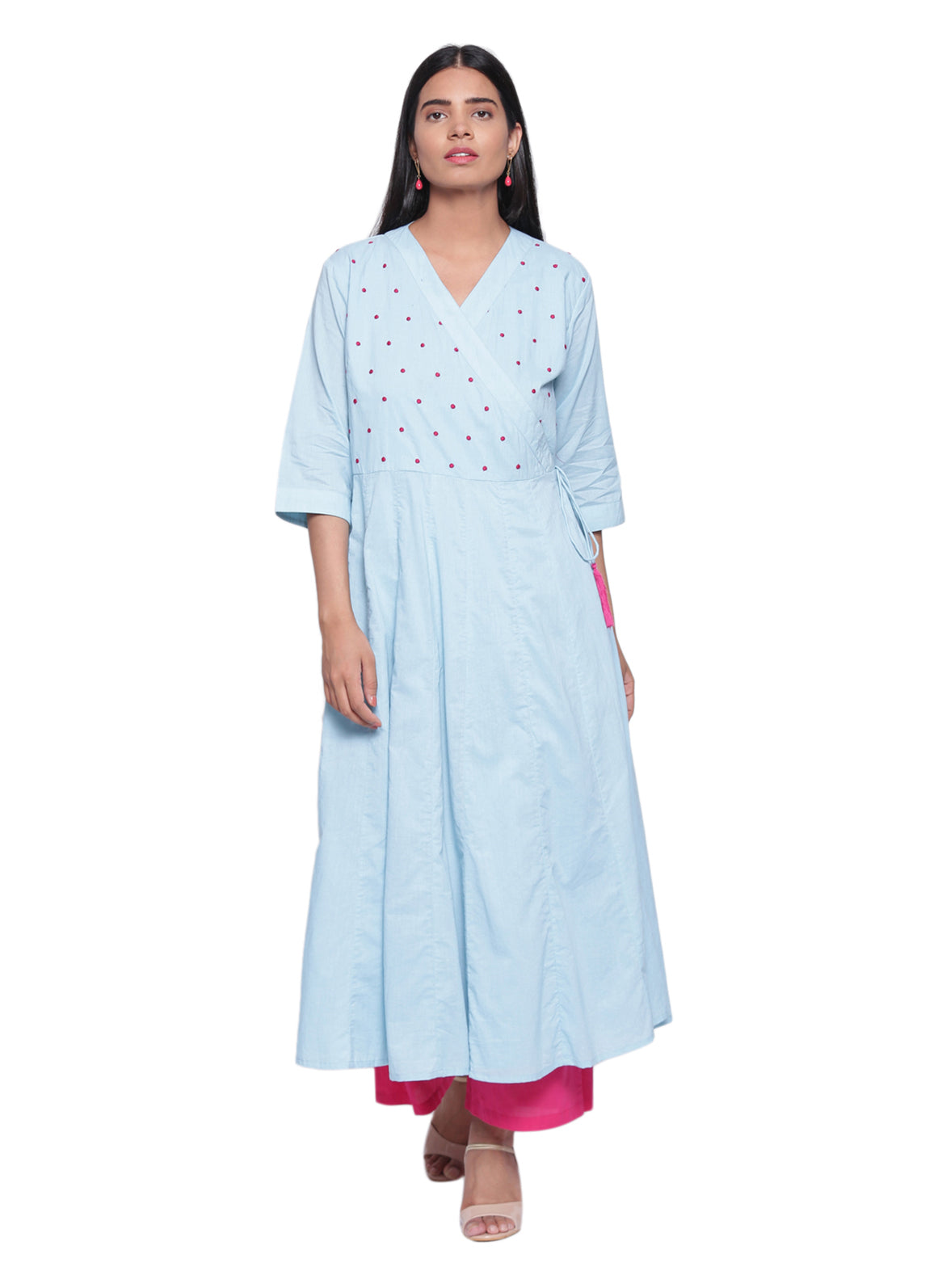 Ice Blue Embroidered Angarakha