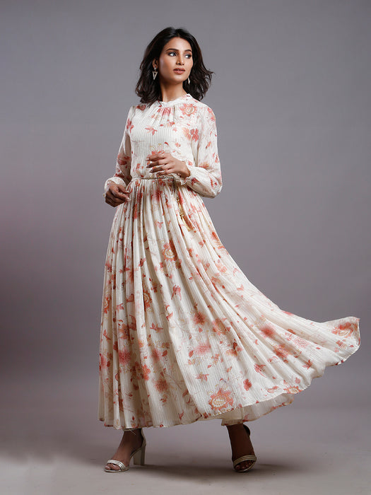 FLORAL GATHERED PARTY DRESS