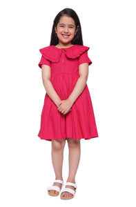 Raspberry Pink Big Collar Kid's Dress
