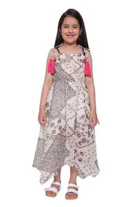 Strappy Handkerchief Hem Kids dress Off-white Printed