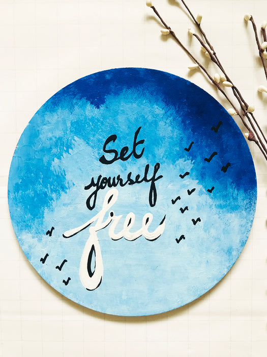 "SET YOURSELF FREE" BLUE OMBRE' WALL PLATE