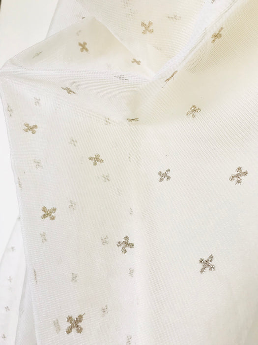 HAND-WOVEN CHANDERI EMBROIDERED DUPATTA- CREAM