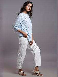 TAPERED HEM PLEATED PANTS- MOM