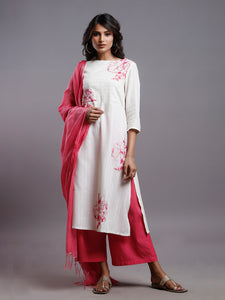 SOLD OUT- STRIPE FLORAL EMBD KURTA