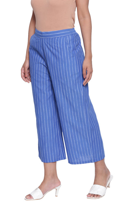 Ink Blue Elasticated waist cropped pants