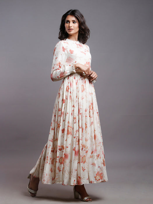 FLORAL GATHERED PARTY DRESS