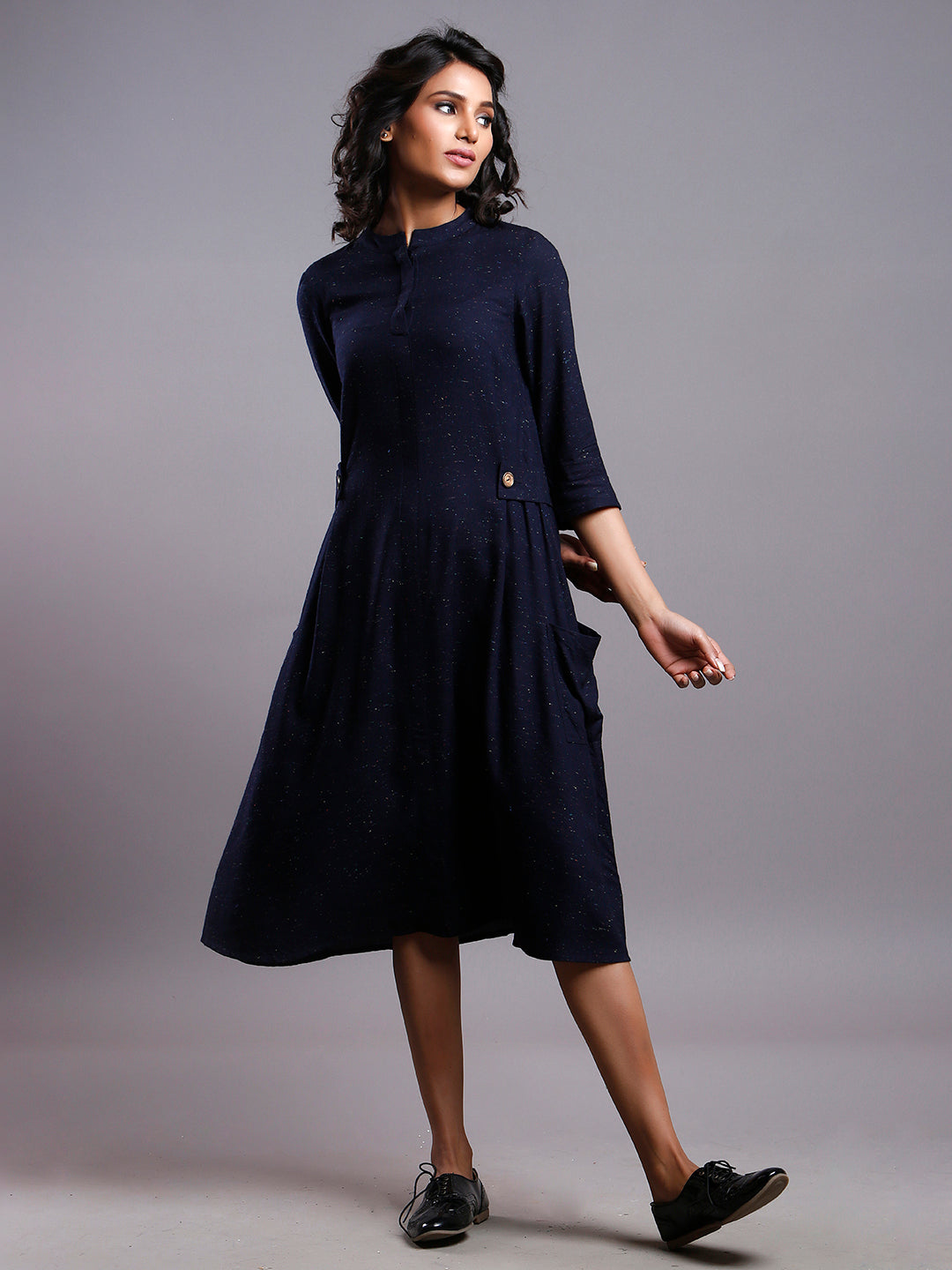 STOCK CLEARANCE SALE- NAVY TAB DETAIL DRESS