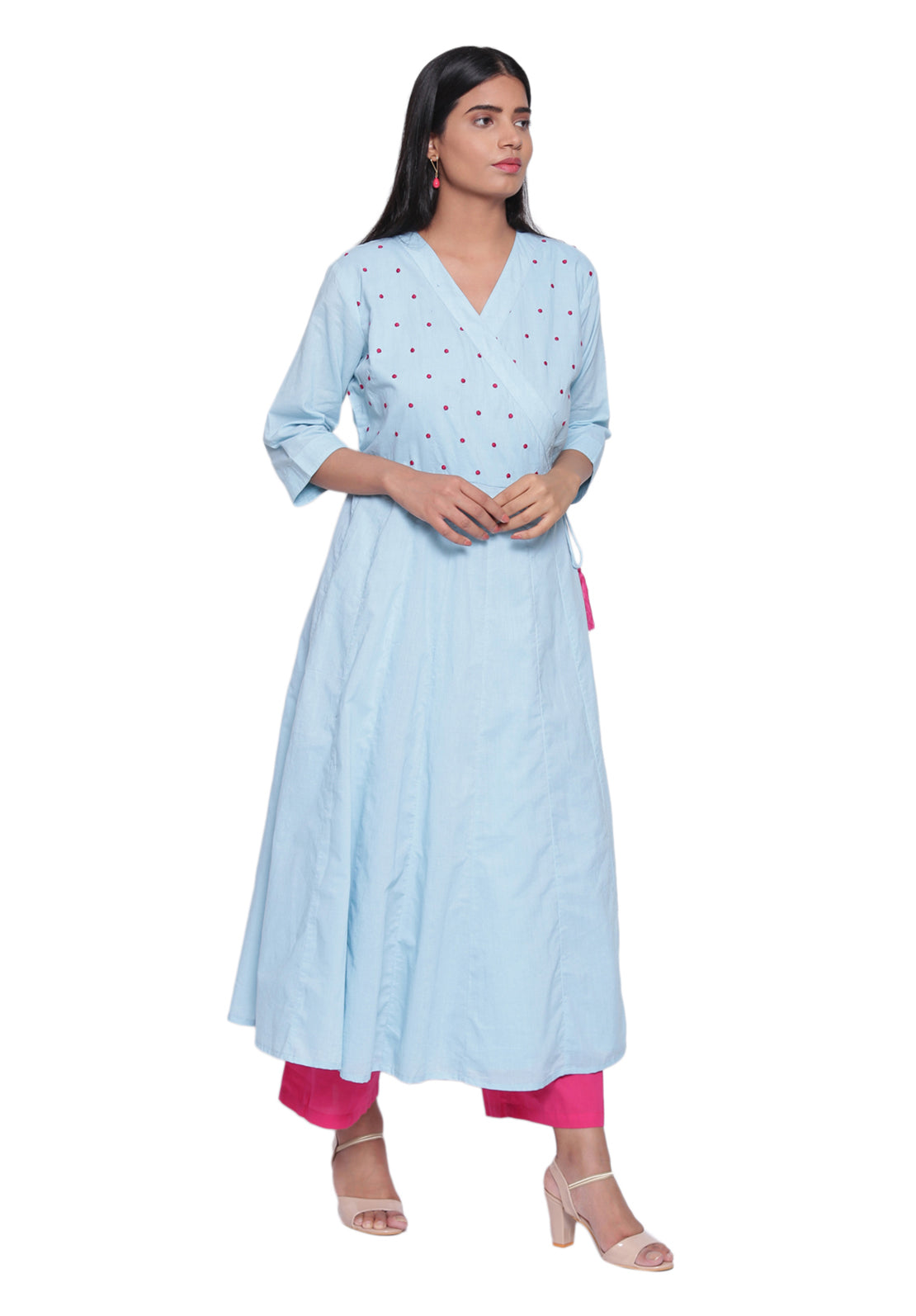 Ice Blue Embroidered Angarakha